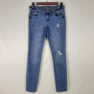 NY & C Jeans Womens 2‎ Blue Denim Low Rise Skinny Leg Distressed Medium Wash